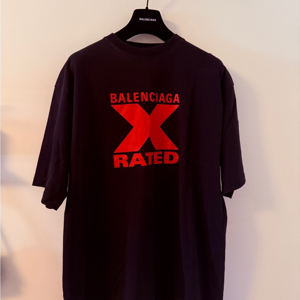 BALENCIAGA “X-RATED” Black T-Shirt with Red Print